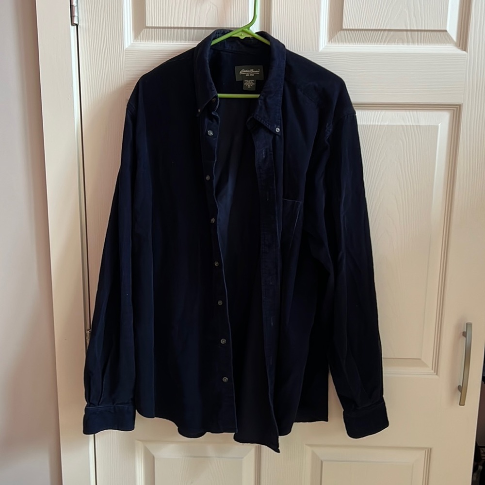 Eddie Bauer Navy Corduroy Dress Shirt